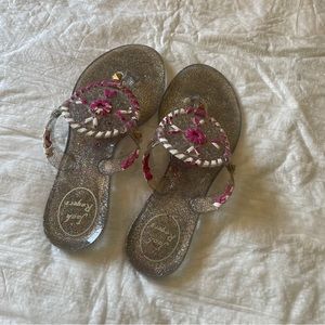 Jack Rogers Georgica girl silver pink glitter Miss sparkle jelly sandals…